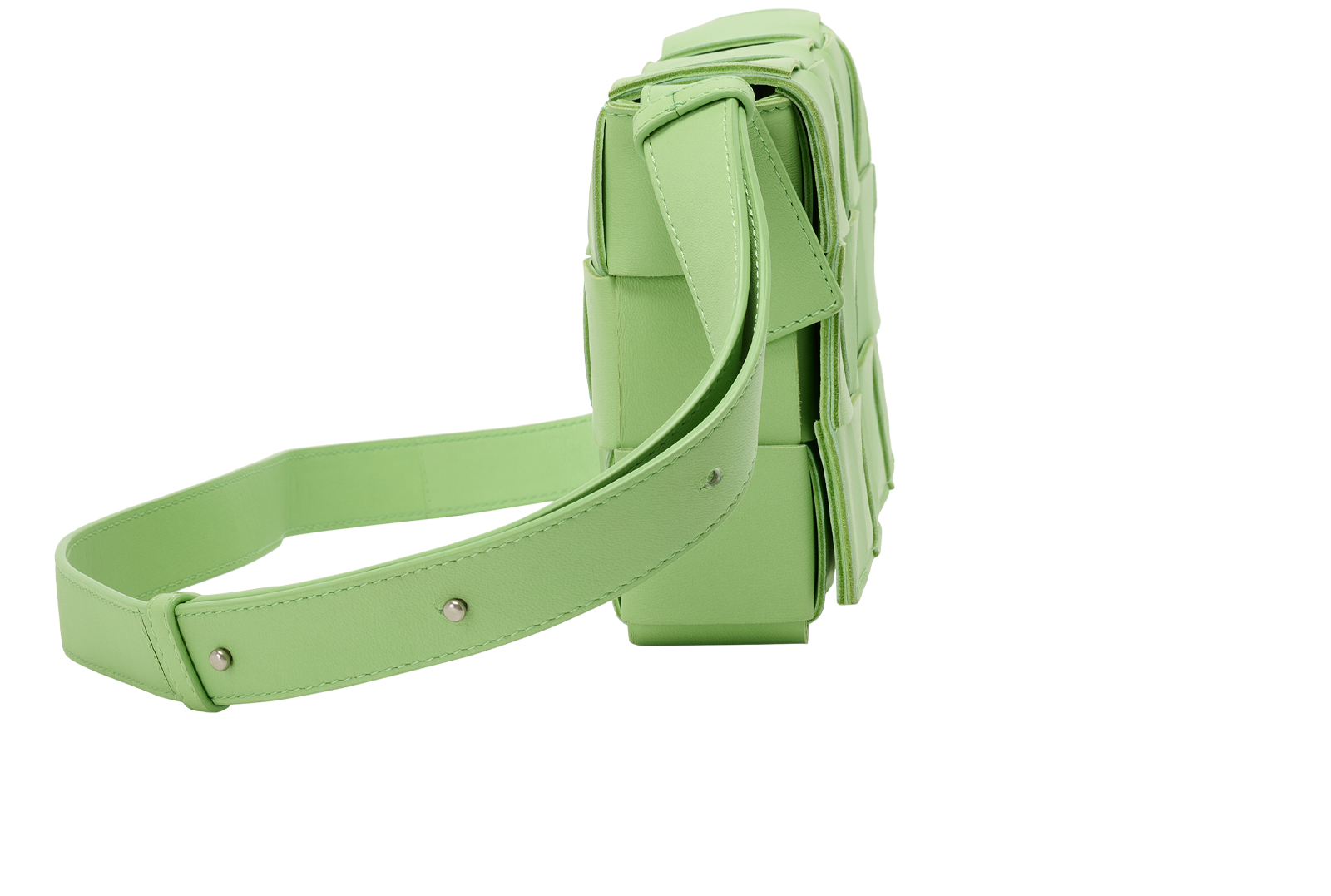 Cassette Intrecciato Crossbody, &pound;850, Handbags, Green, Leather, Side view